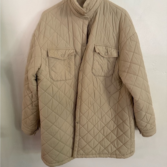 Jackets & Blazers - Women’s Quilted Tan Puffer Jacket, Size XL